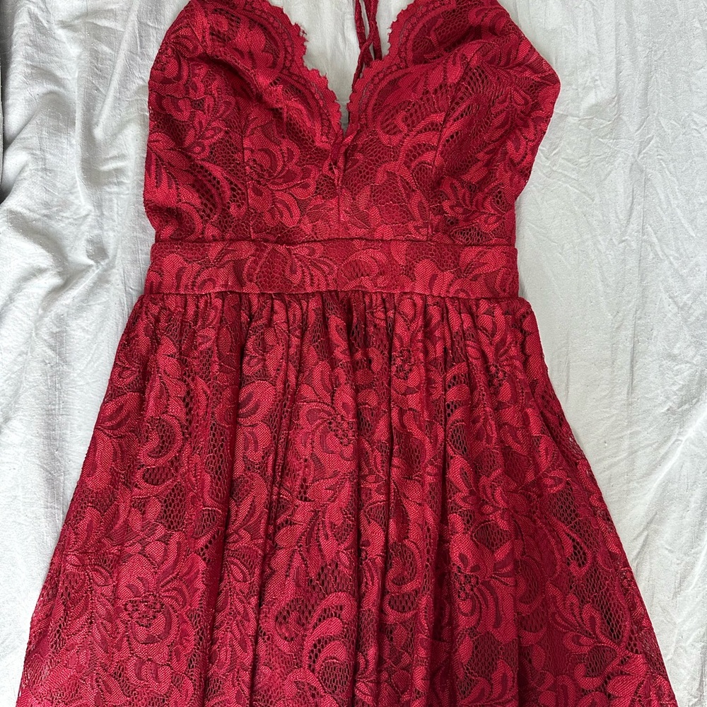 Love Culture Vibrant Red Lace Maxi Dress (used)